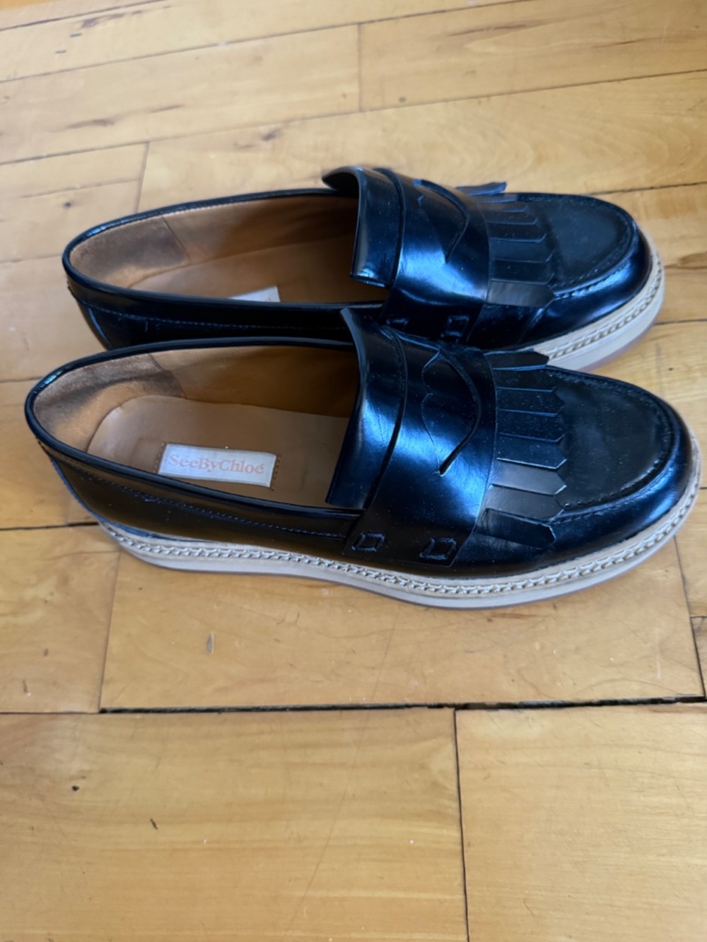 See by Chloé Fringe Platform Loafers sz 36